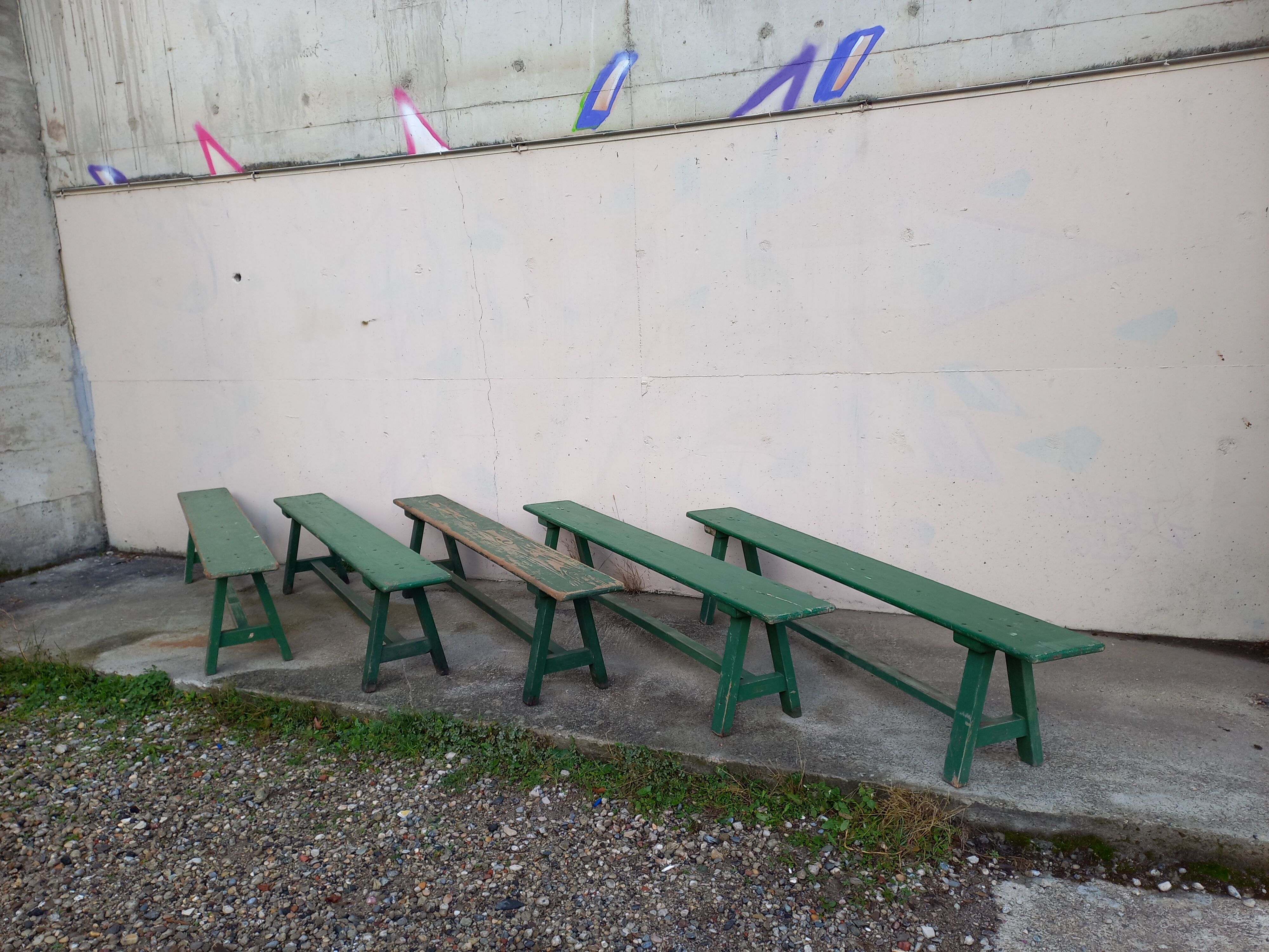Benches of guinguettes, lot of 5