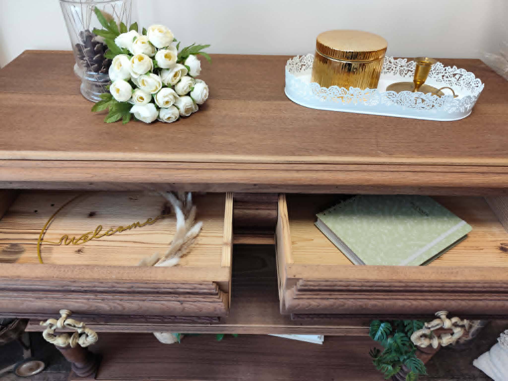 Console desserte meuble d'appoint en chêne massif