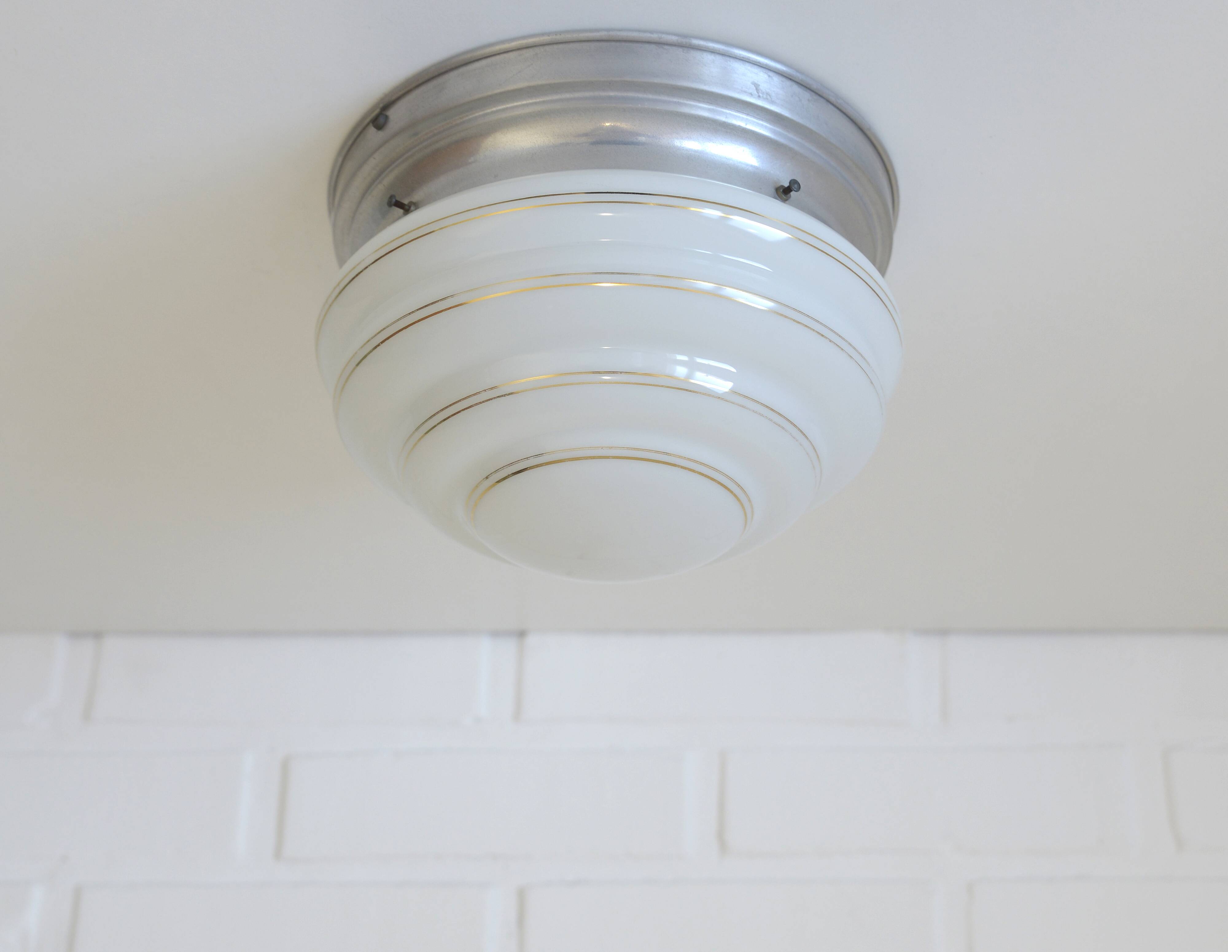 Art Deco Ceiling Lamp / Antique Flush Mount Light / Bauhaus Era Sconce 1930