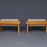 Tables de chevet en pin vintage, ensemble de 2