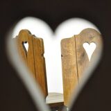 Vintage brutalist oak handmade farmhouse dining chairs, 1930s