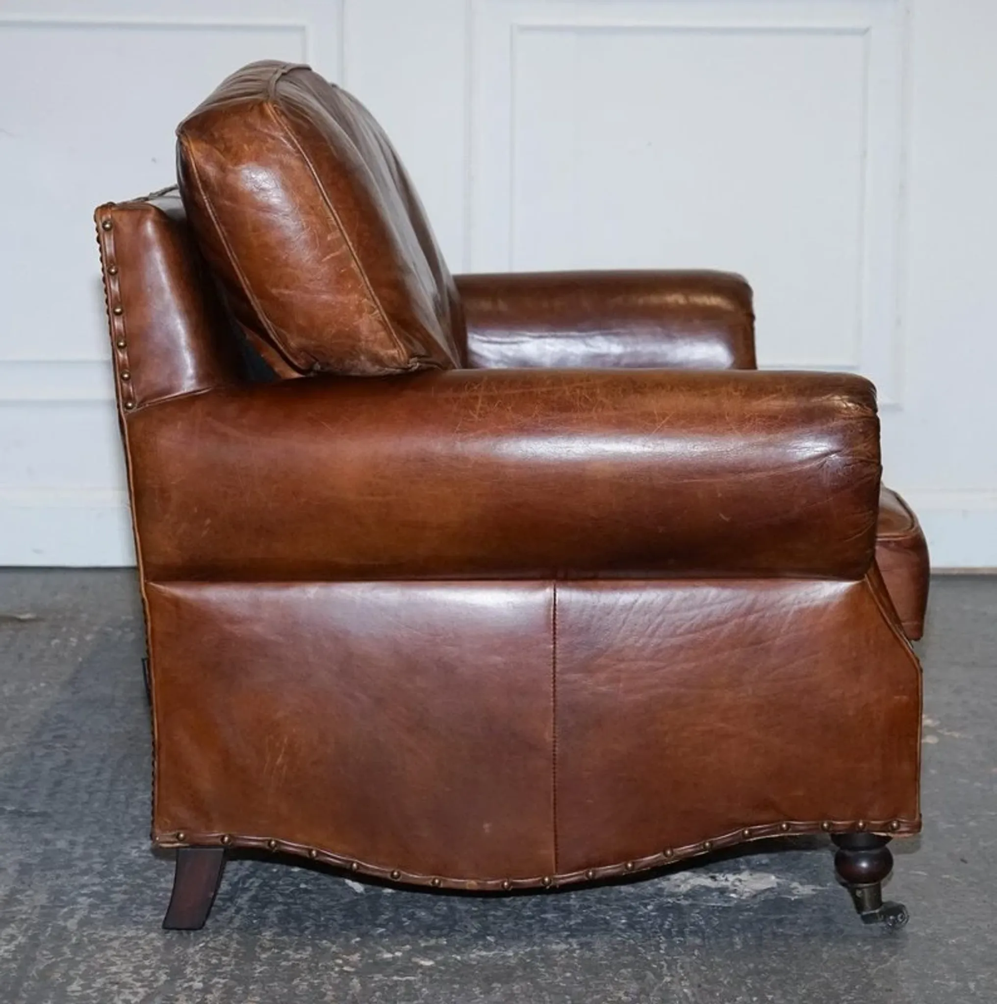 Brown Leather Two-Seater Sofa Balural in the Style of Halo and Timothy Oulton
