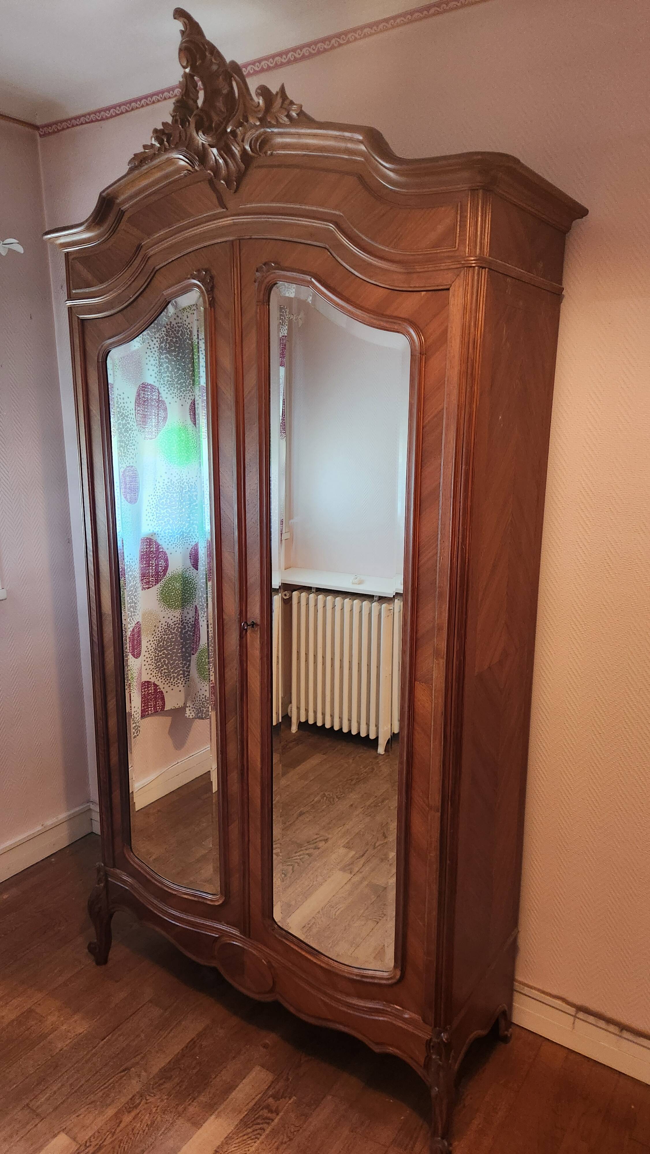 Antique carved wooden Louis XV wardrobe