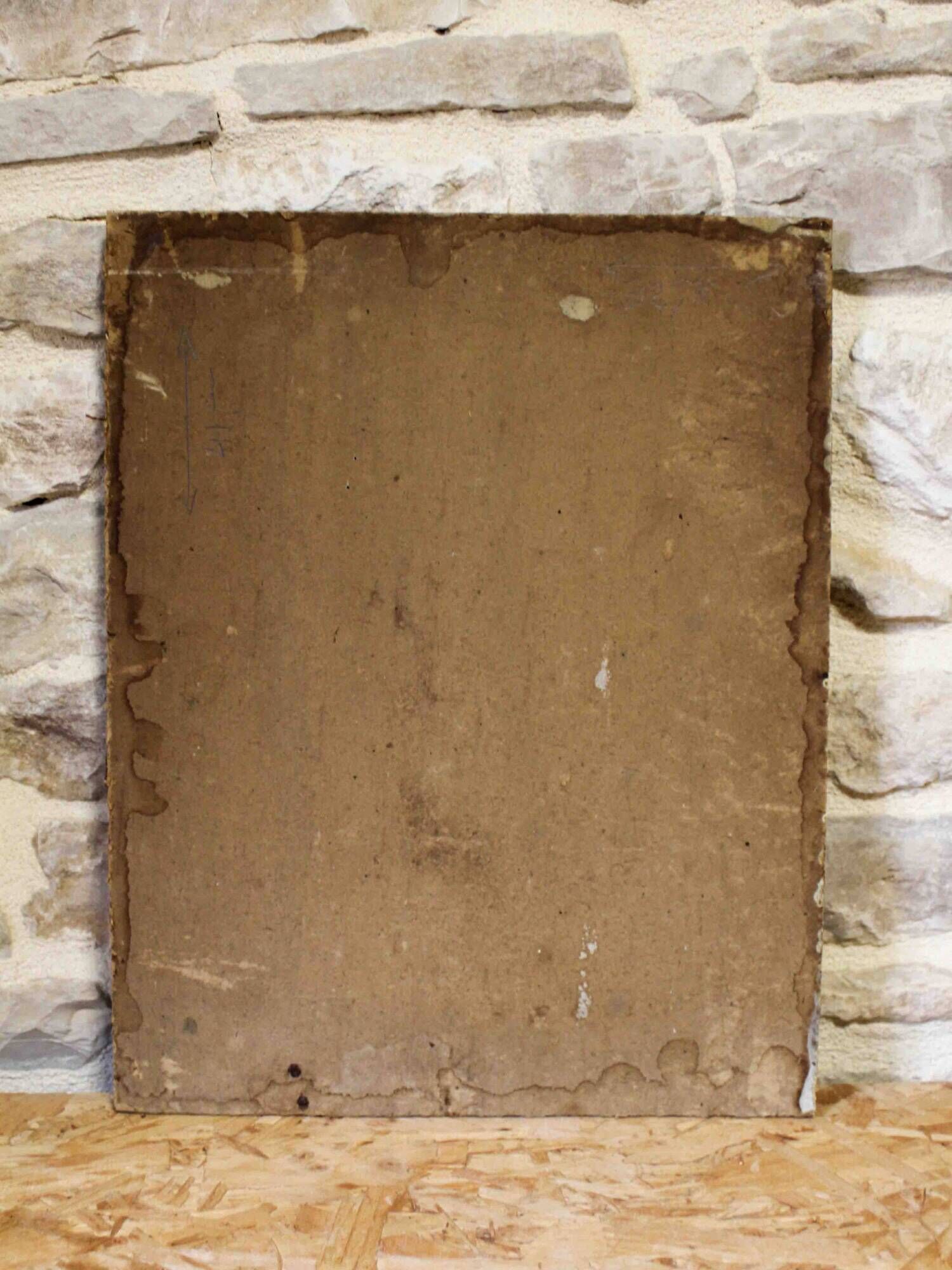 Oil on cardboard signed - View of a village