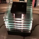 Demeter wood and glass lamp Maison Desny 1980