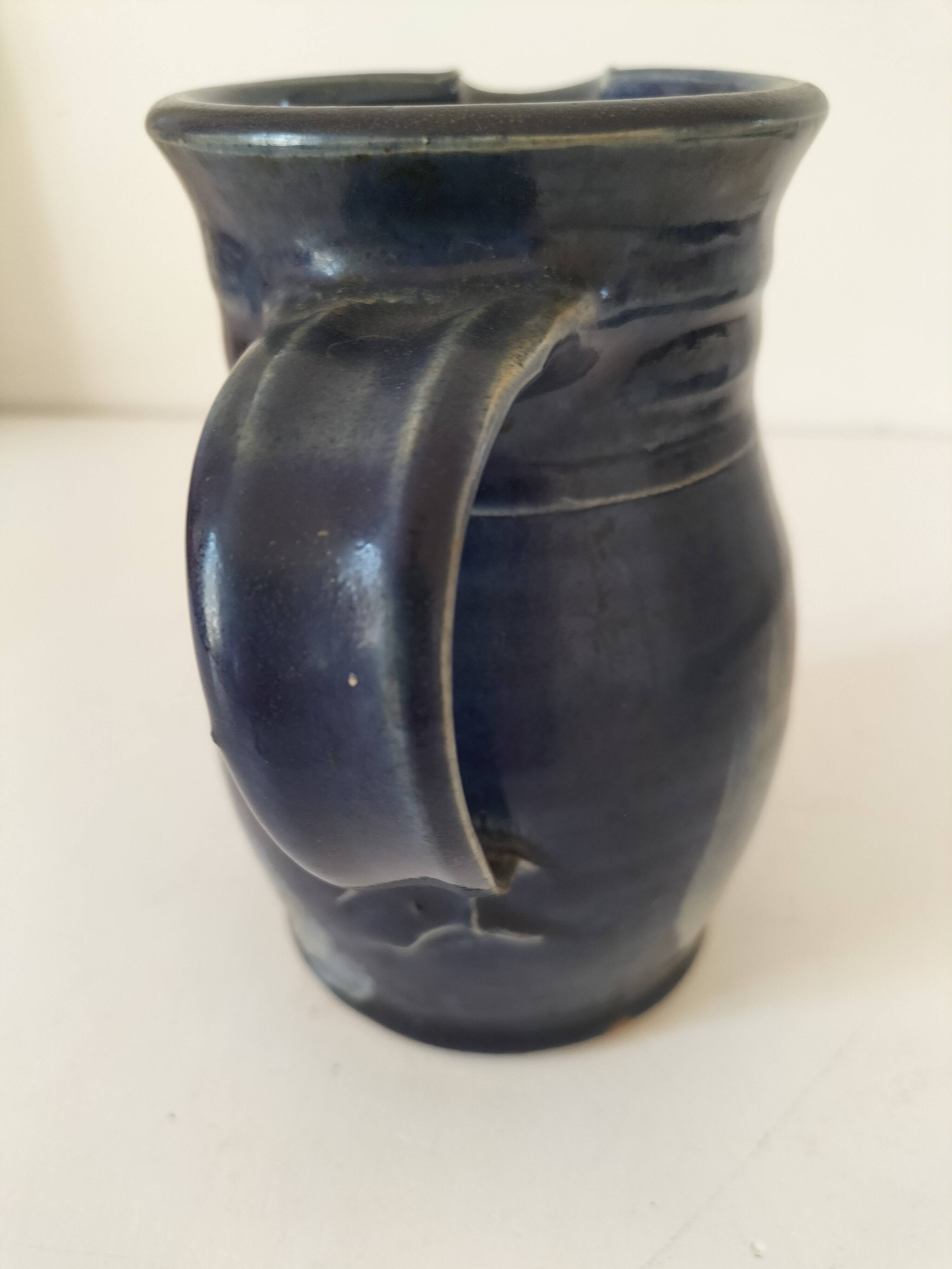 Stoneware pitcher Saint-Père, deep blue nuanced glaze
