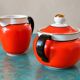 Milk jug and sugar bowl Gefle "Karneval", Upsala-Ekeby, Sweden, 1930s