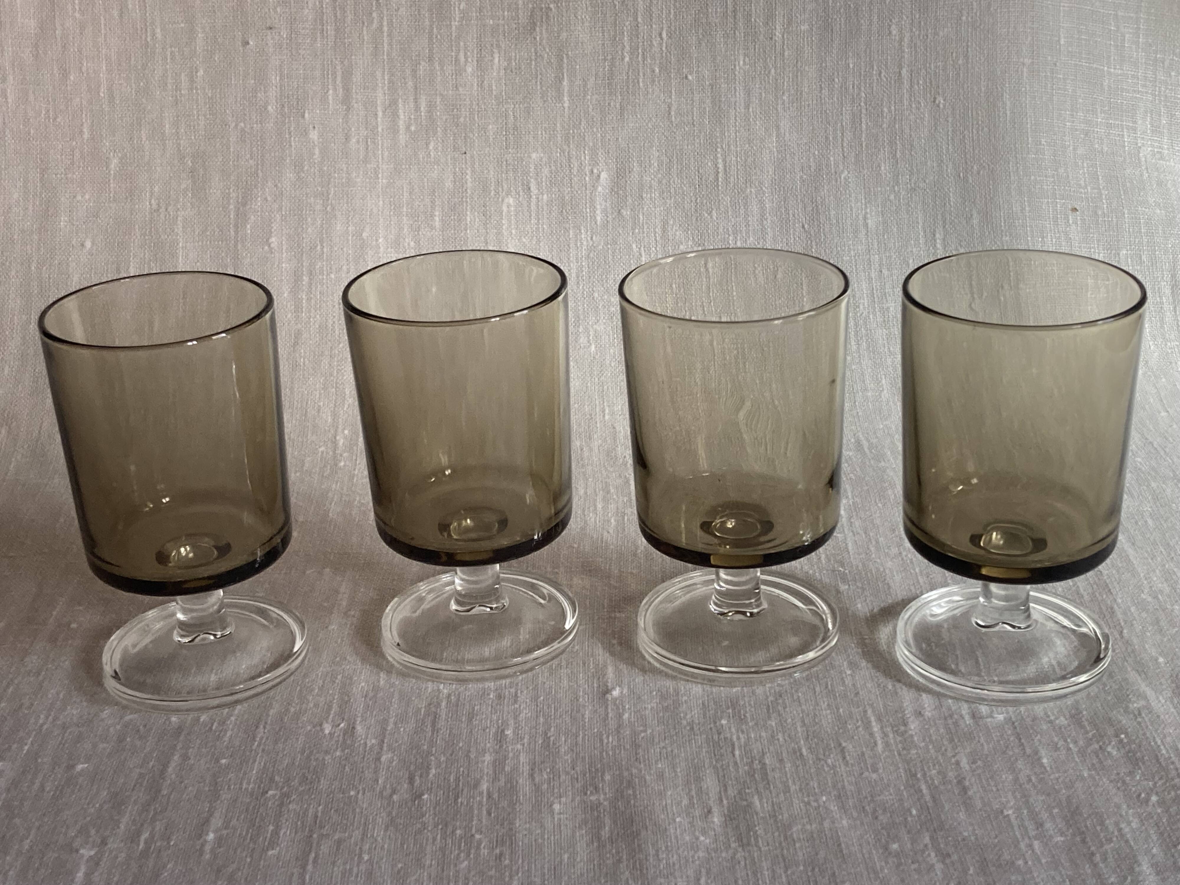 4 Luminarc stemmed glasses, Sweden model, 1970s
