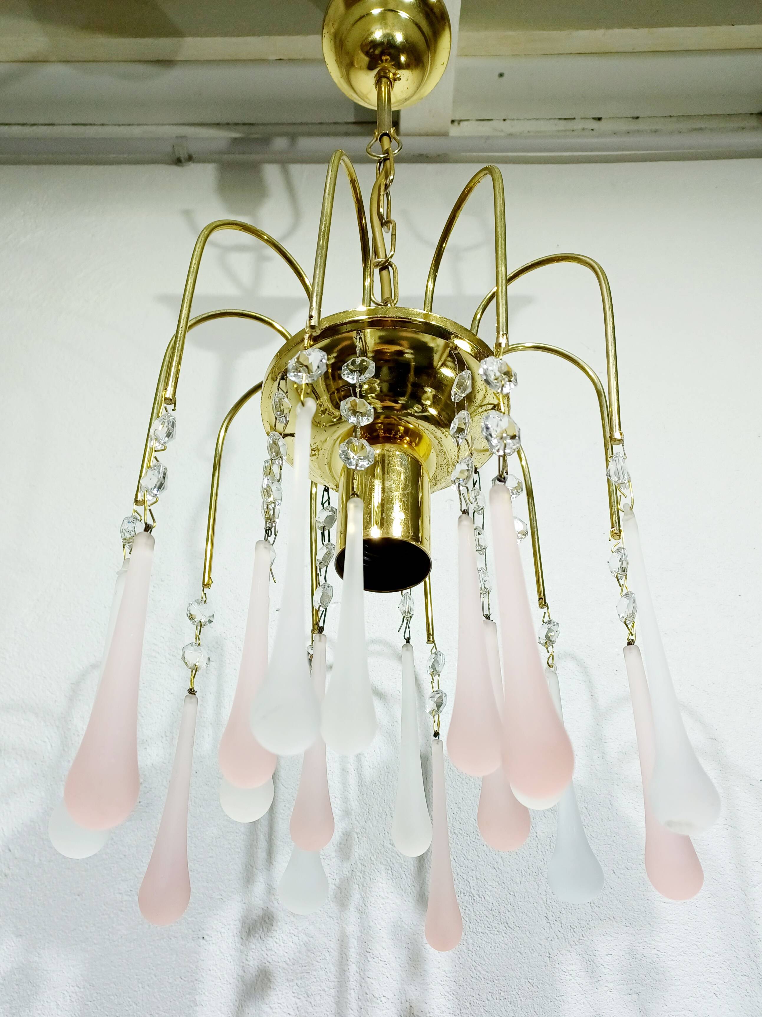 Murano Chandelier Gold Metal 1 Light
