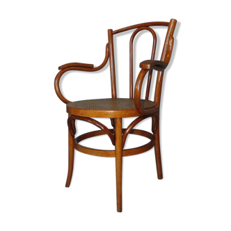 Ancien fauteuil bois courbé canné 1900