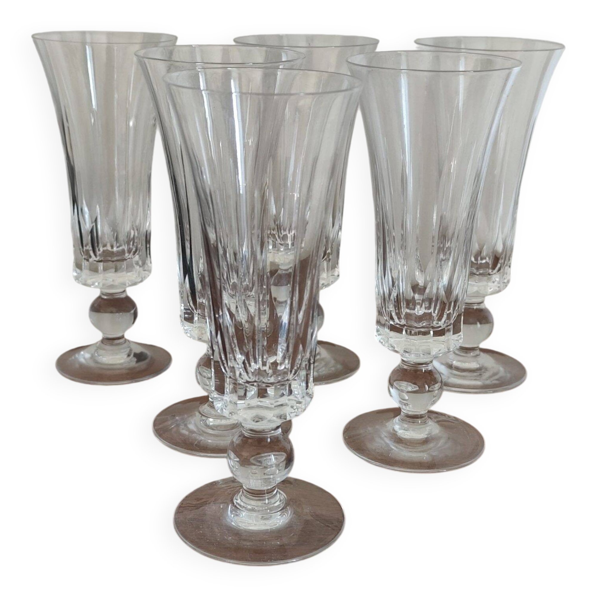 Set of 6 Sèvres crystal champagne flutes