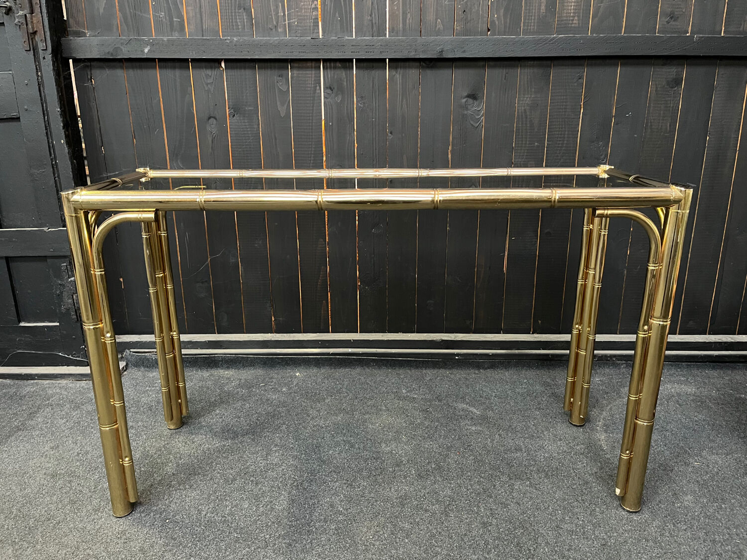 Bamboo-style Console Table Brass 1970