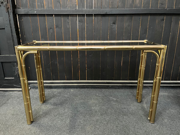 Guéridon Console faux bambou Laiton 1970