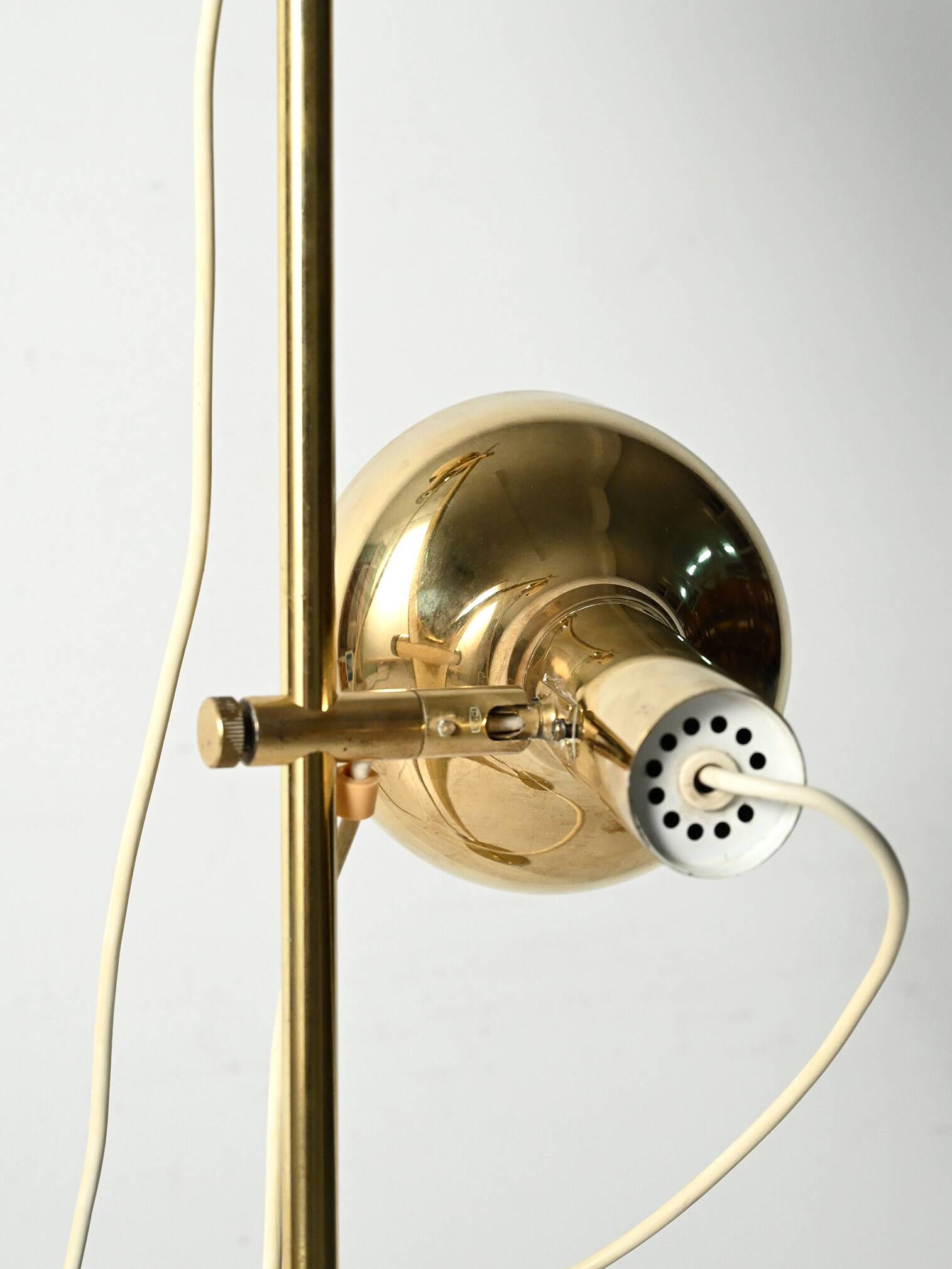 Scandinavian brass floor lamp with two adjustable light point