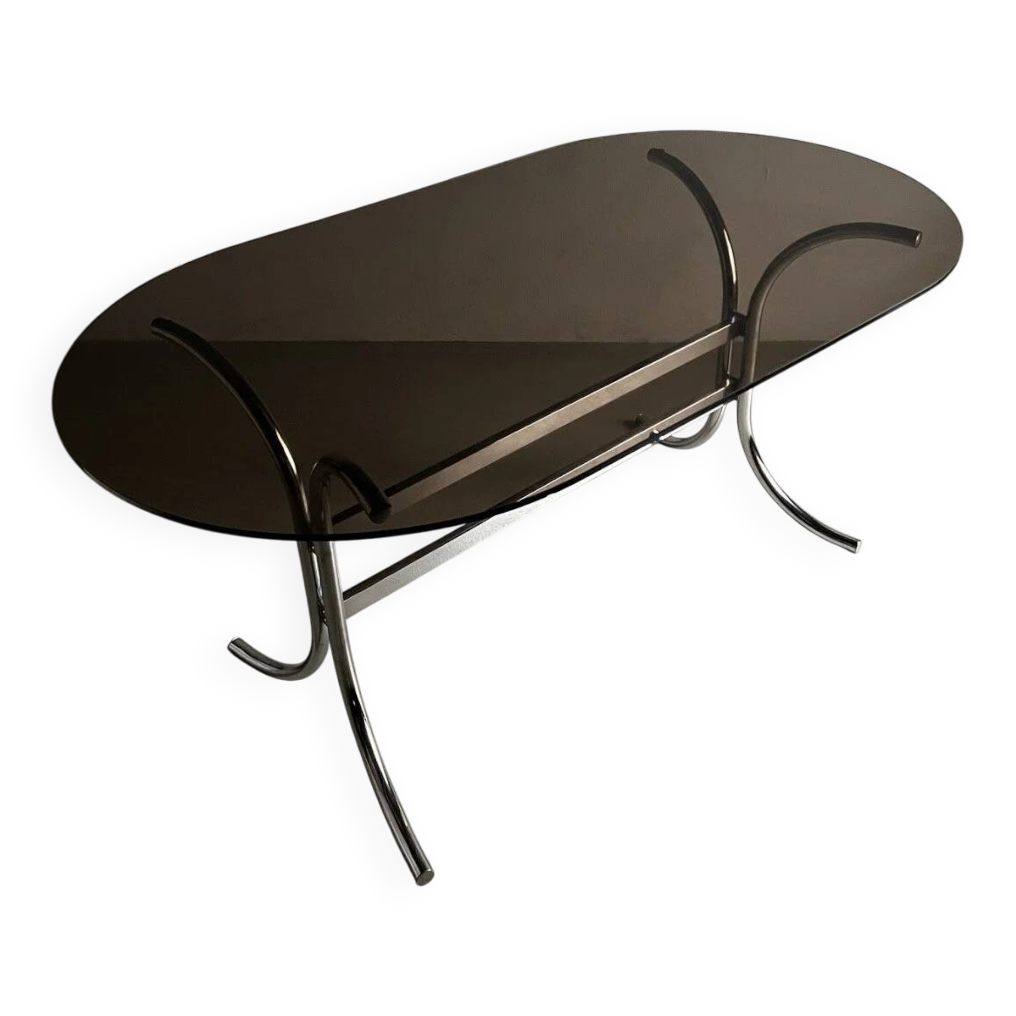 Chrome smoked glass dining table | Italy | 1970s
