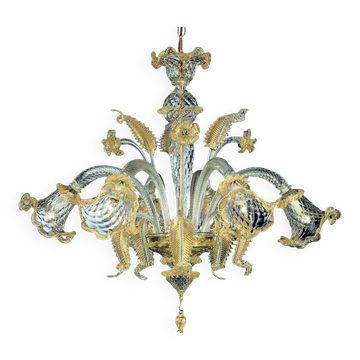 Luxury Venetian Floreal Gold-Leaf Murano Glass Chandelier