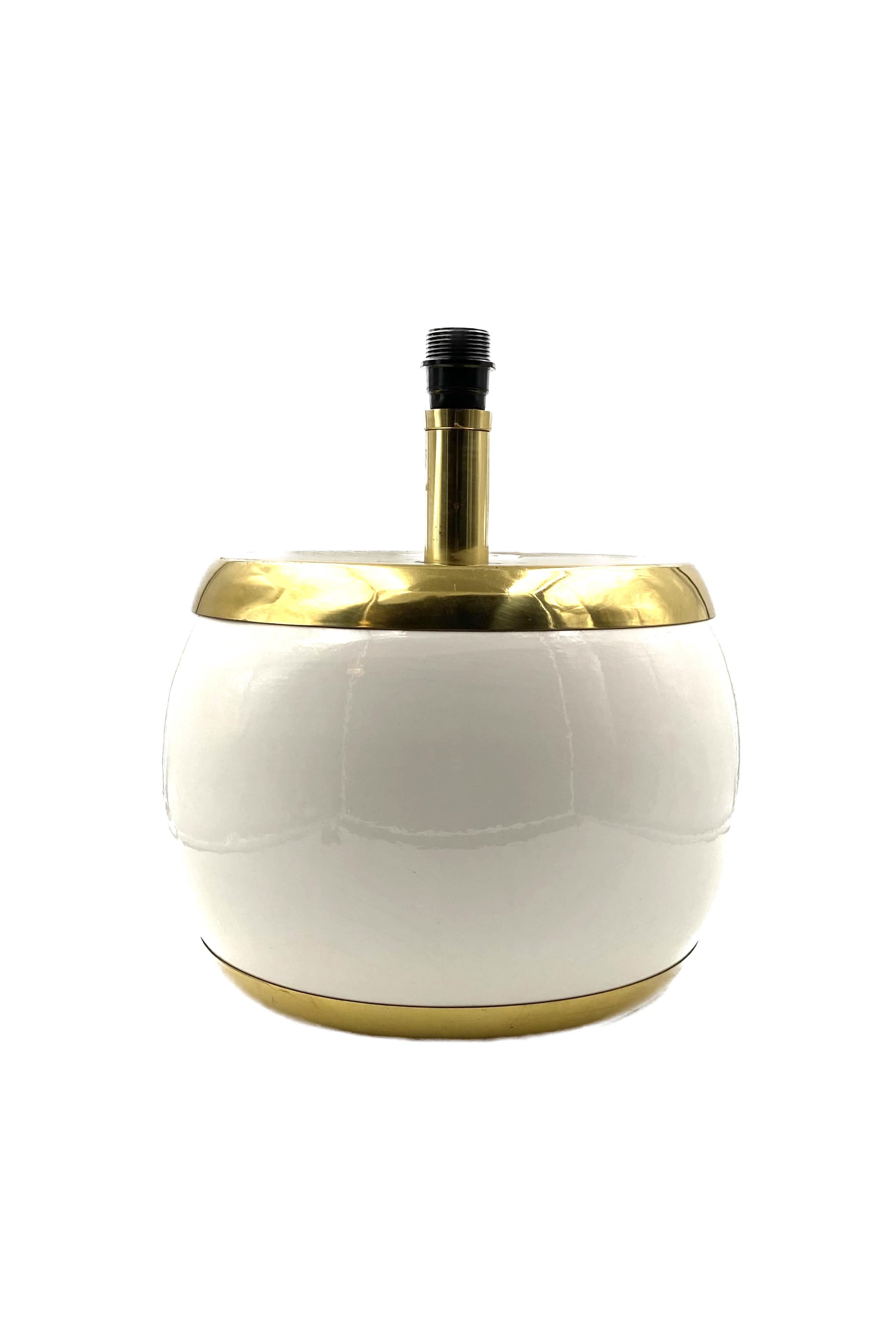 Monumental white ceramic and brass lamp base, italy 1970s