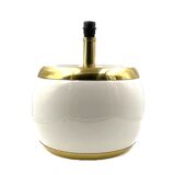 Monumental white ceramic and brass lamp base, italy 1970s