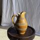 Vintage yellow stoneware carafe with beaded friezes Made in France H22
