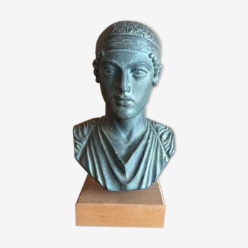 Hermes bust in green patinated regulus