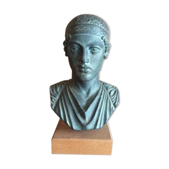 Hermes bust in green patinated regulus