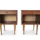 Pair of Vintage Mid-Century Nightstands in Walnut & Brass - 8 Bell Feet -