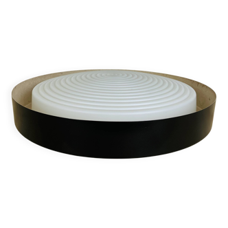50s round wall light in metal and opaline, ceiling light