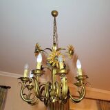 Set of painted metal chandeliers with flower decor