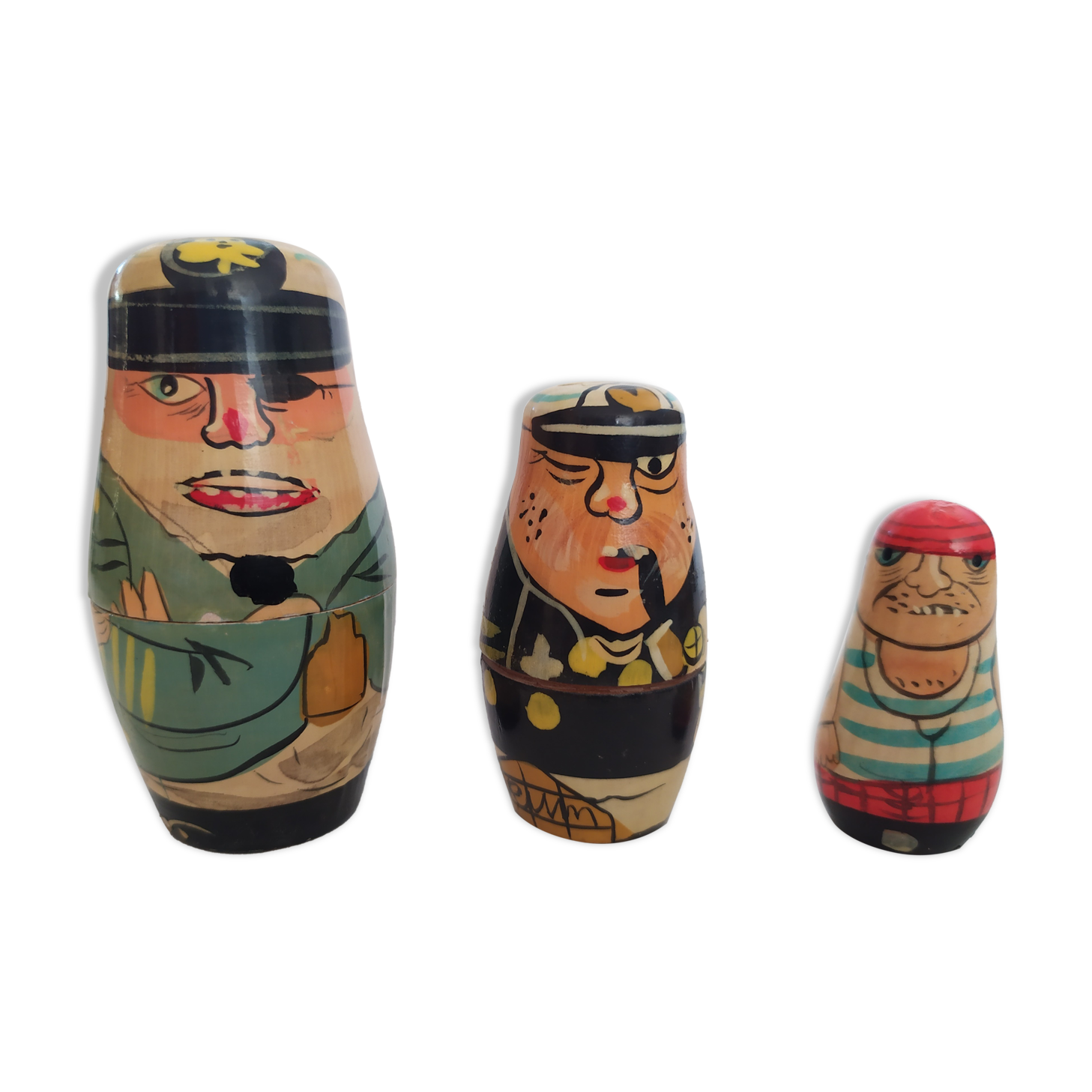 sailors russian dolls made of old wood