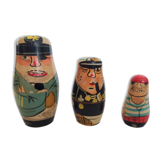 sailors russian dolls made of old wood