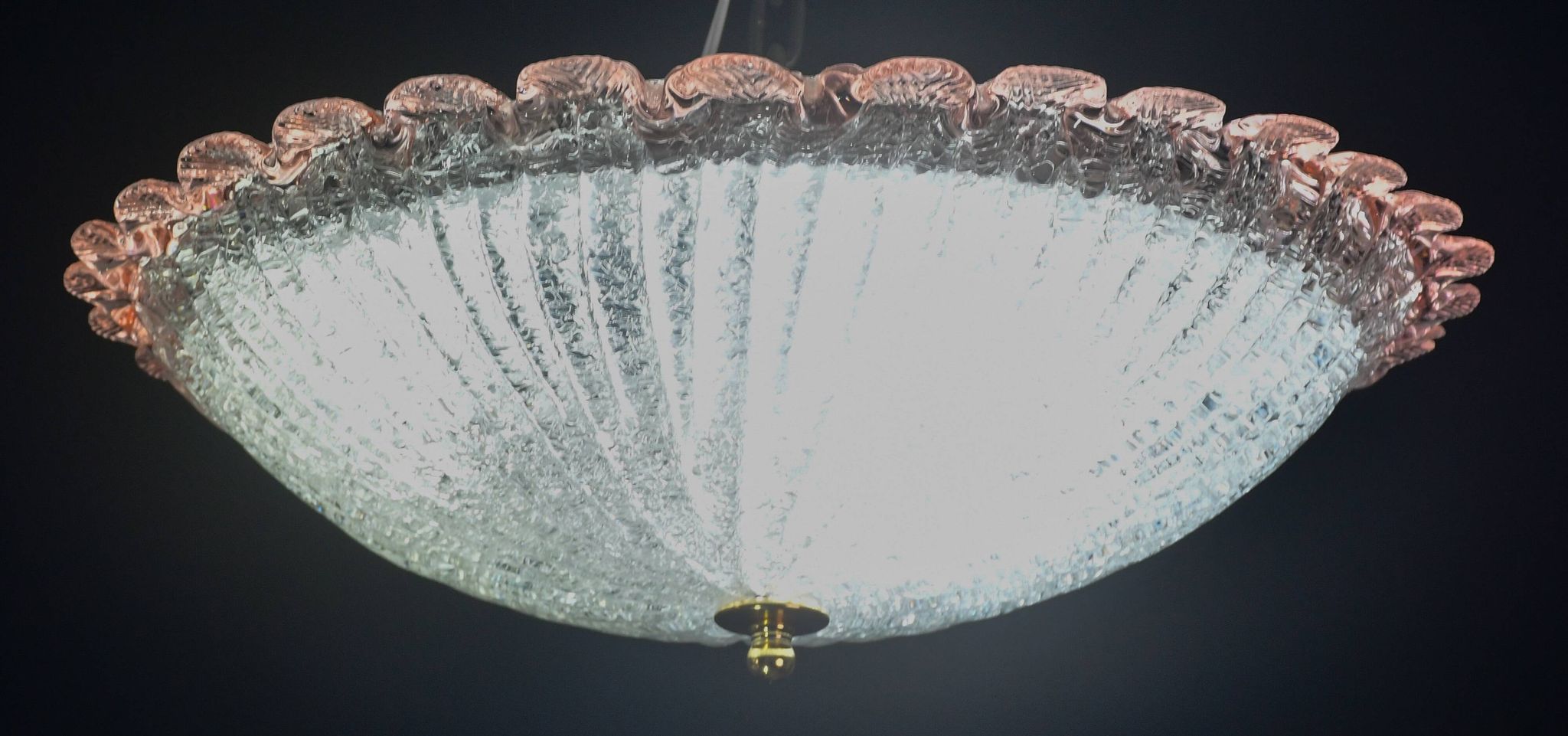 Precious Italian pink Murano glass ceiling fixture, Murano, 1970