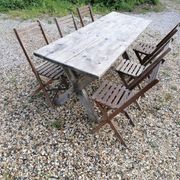 Table ferme  vintage en bois 2m, pieds en x
