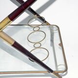 Cesare Lacca, Mid-Century Brass and Wood Bar Cart, Italy, 1950s