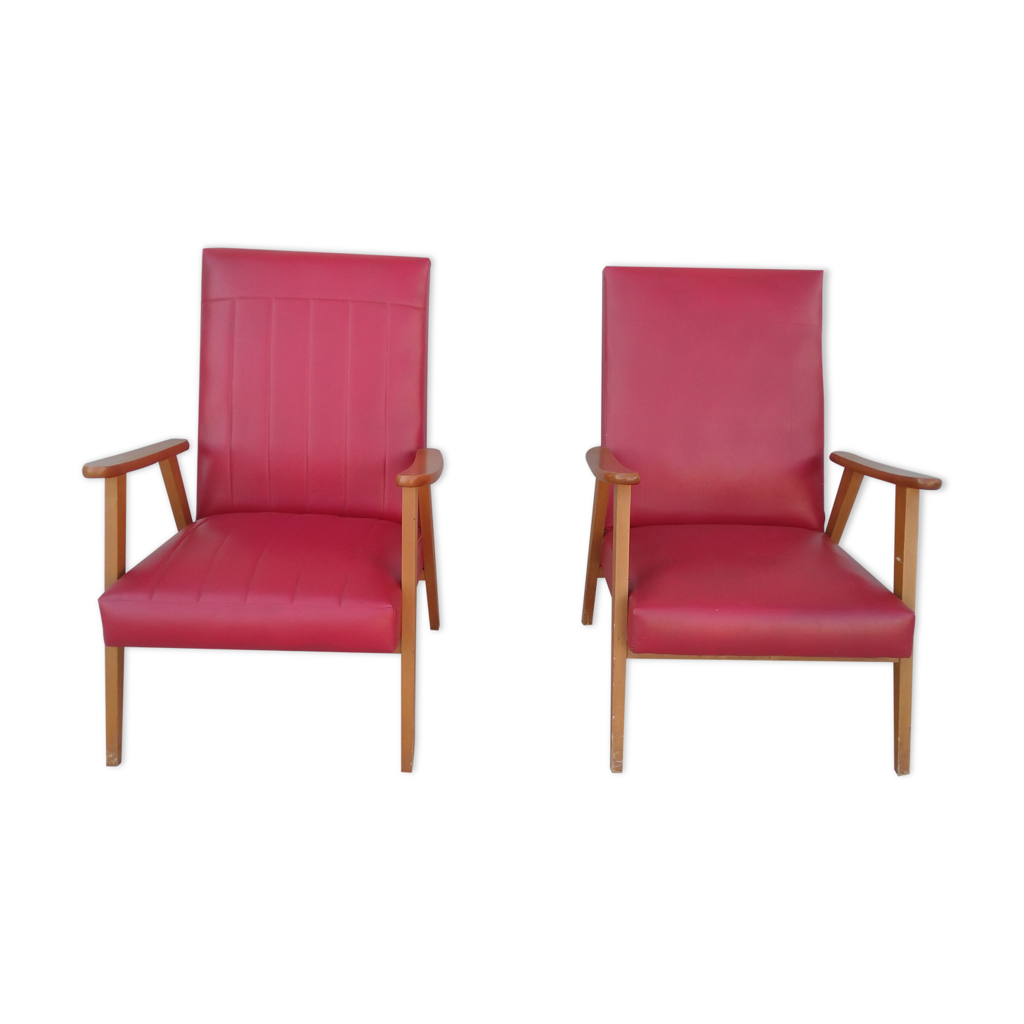 Paire de fauteuils vintage en skaï