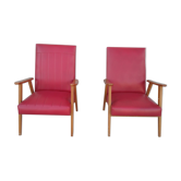 Paire de fauteuils vintage en skaï