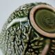 Bowl with saucer vintage slurry green Portugal cabbage leaf