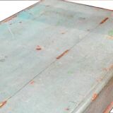 Console table desk blue desk with teak wood storage
