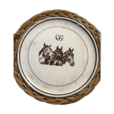 Vintage earthenware horses serving dish by Gien Nordez et Cie Cherbourg