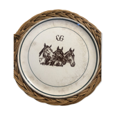 Vintage earthenware horses serving dish by Gien Nordez et Cie Cherbourg