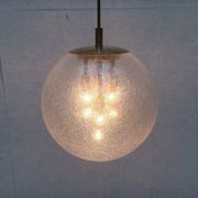 Large glass and brass planet ball pendant lamp from the mid-century German space age, 1960s.