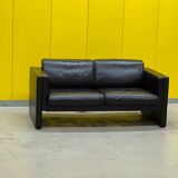 Walter Knoll Studio Line Series black leather 2 seater sofa designed by Jürgen Lange