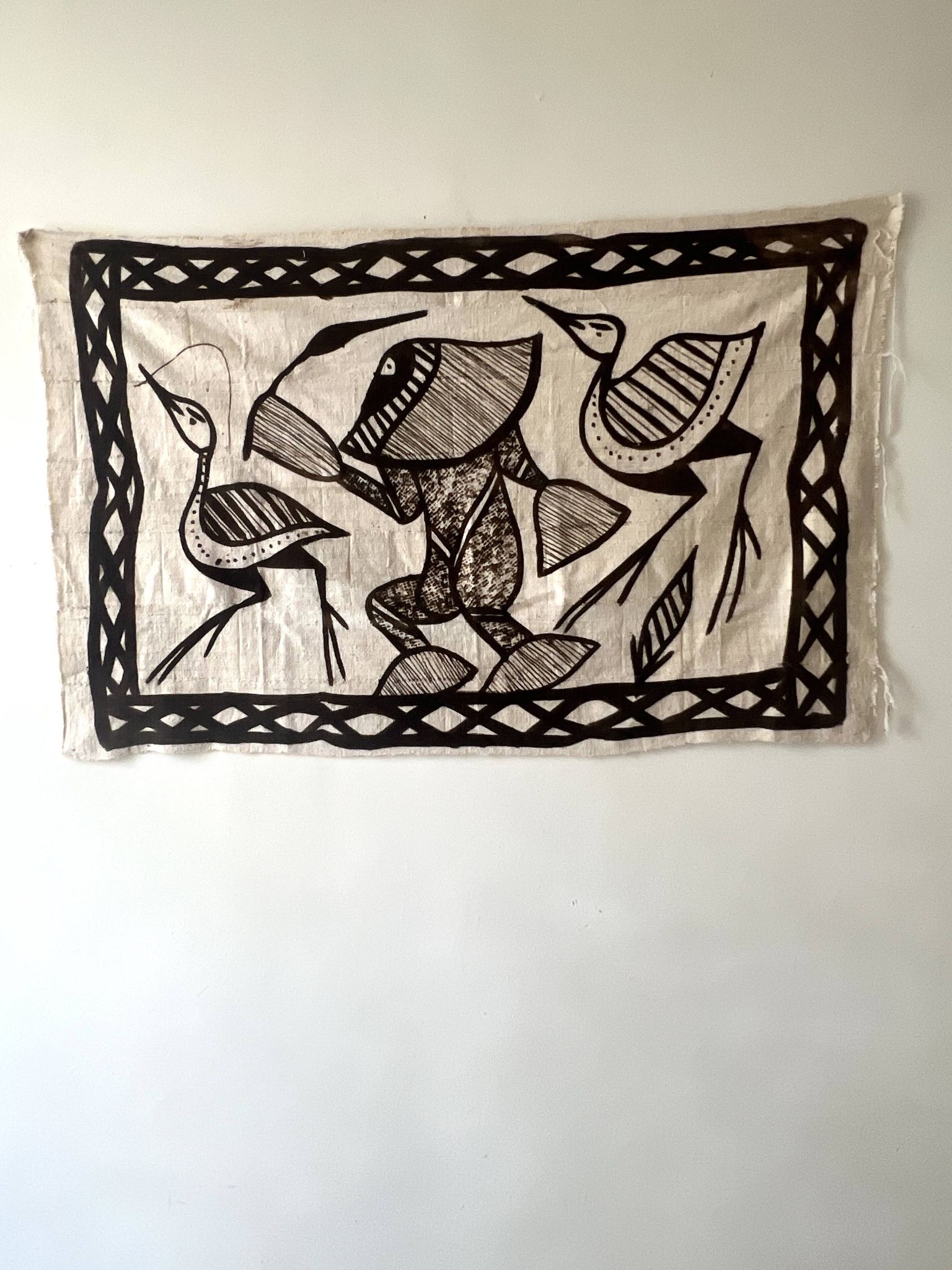 Grande tapisserie vintage de Korhogo — Sénoufo, Côte d'Ivoire