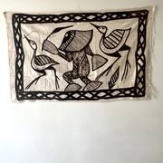 Grande tapisserie vintage de Korhogo — Sénoufo, Côte d'Ivoire
