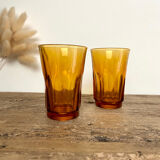 6 verres ambrés vintage