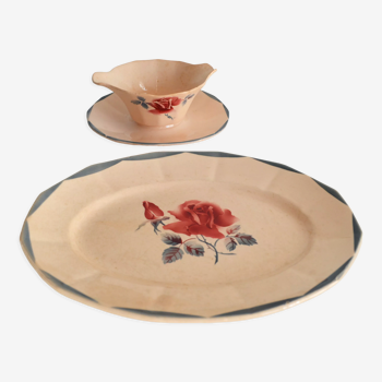 plat ovale et saucière Digoin modèle 9178