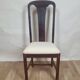Chaise en bois retapissée en tissu bouclette, années 70-80