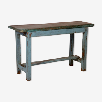 Banc en teck birman patine bleue d'origine