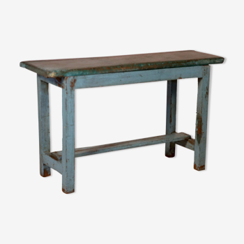 Former Burmese teak bench original blue patina