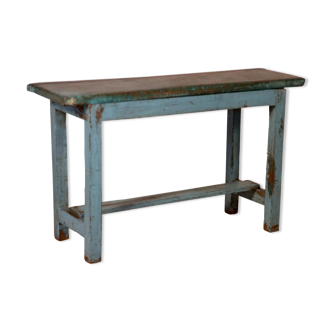 Former Burmese teak bench original blue patina