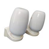 Paire lampes appliques salle de bain verre soufflée bouche triplex Tovil opaline